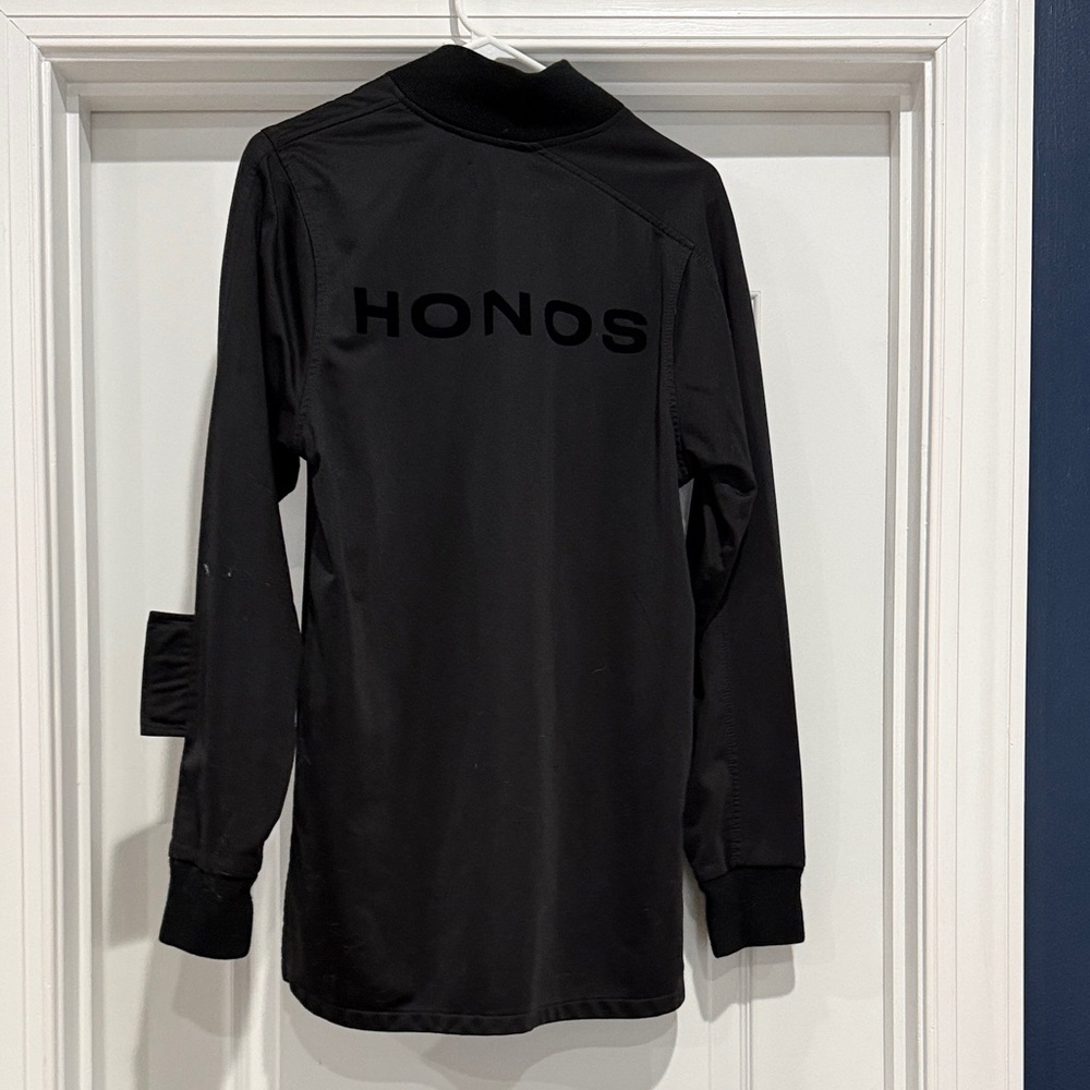 Women's Black Long-Sleeve Jersey with Checker Cross Detail - Picture 3 of 4